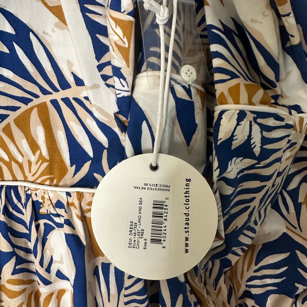 NWT STAUD Blue/Gold Land and Sea Tree Demi Dress Size Small - Picture 6 of 6